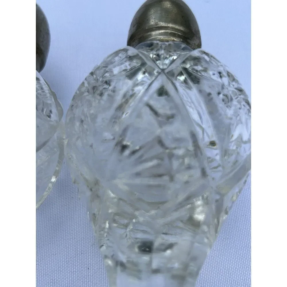 Vintage Rogers Crystal Pedestal Salt‎ and Pepper Shakers